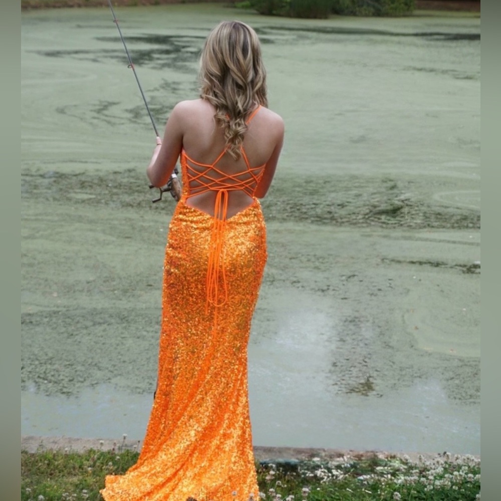 Ellie Wilde Vibrant Orange Backless Dress